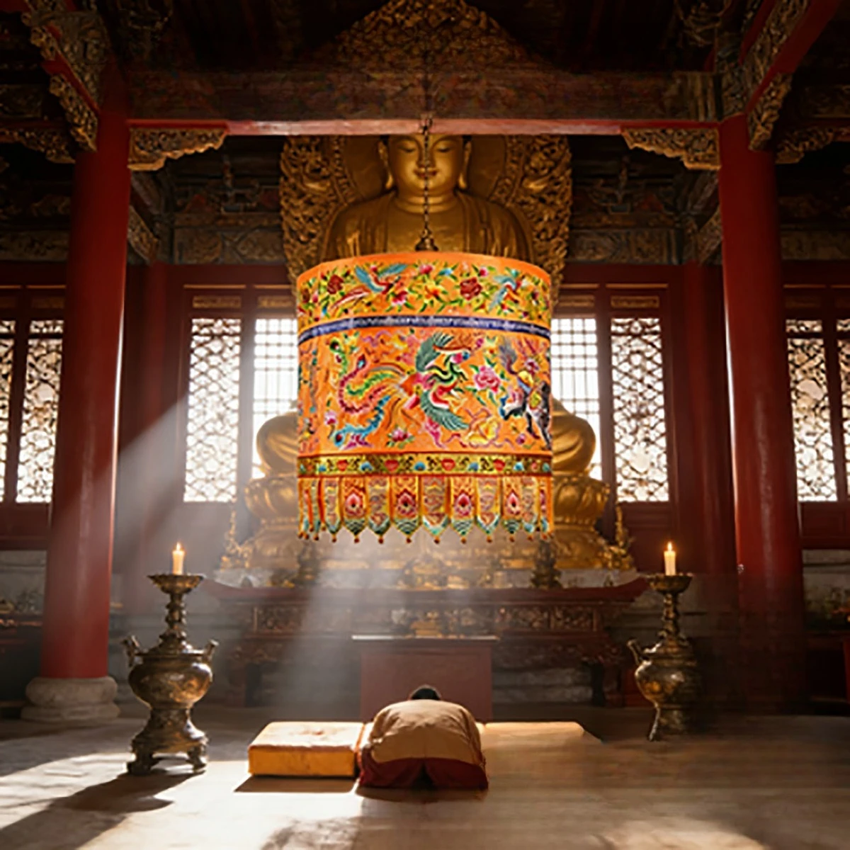 Hunan embroidery exquisite embroidery Jingzhuang canopy Buddha top umbrella hall ceremony decoration special product