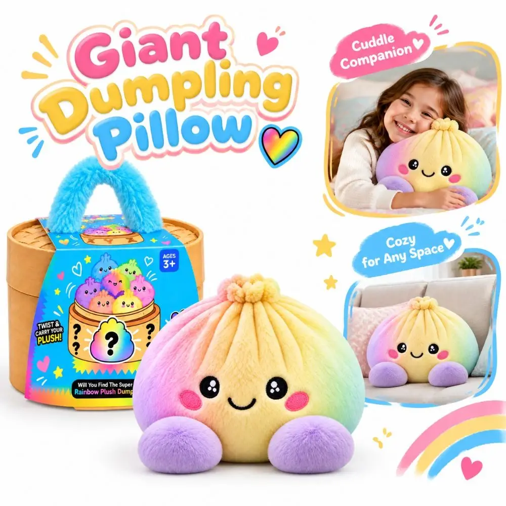 Soft Giant Dumpling Pillow Stress Relief Fidget Steamed Bun Pillow Steamer Box Kawaii Cute Smiling Face