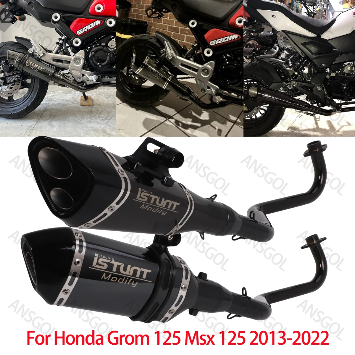 

GROM 125 Exhaust Full Systems Slip For Honda Grom Msx 125 2013-2022 years Moto Muffler Link Header Pipe Escape System