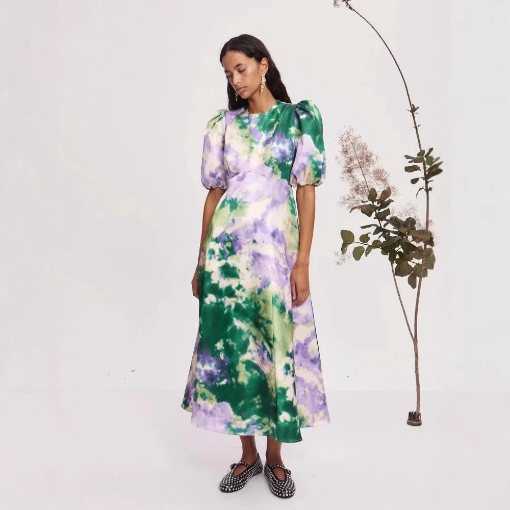 

20256New Fashionable and Versatile Personalized Printed Linen Dress