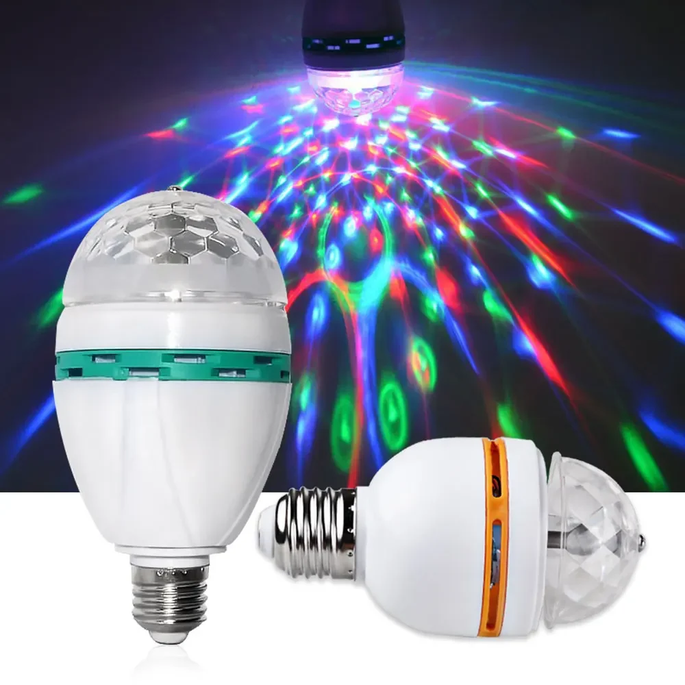 E27 LED RGB lampada 3W 6W lampadina proiettore a colori magici luce da palcoscenico rotante automatica AC85-265V per Halloween Holiday Party Bar KTV Disco