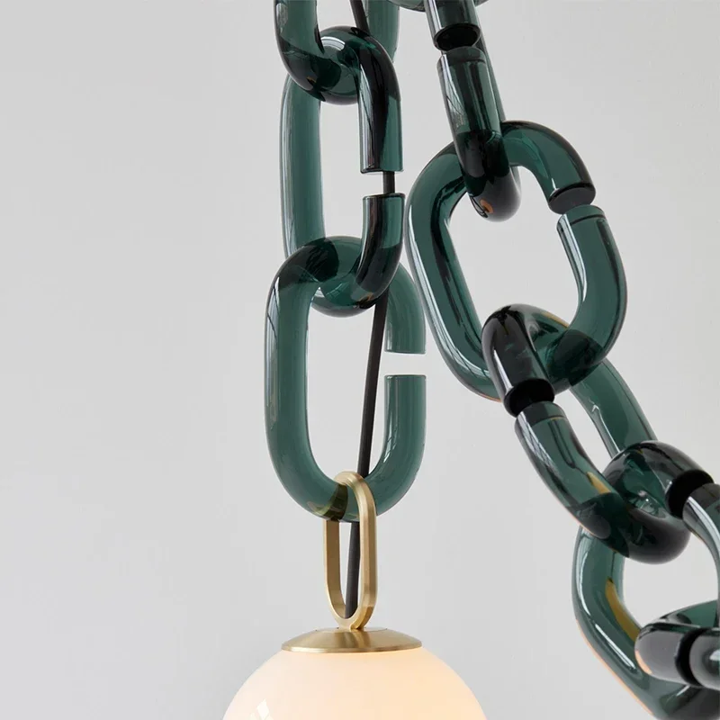 Moonriver Lighting Creative Glass Chain Chandelier Modern Artistic Hanging Lamp Living Room Bedroom Pendant Light for Home LED