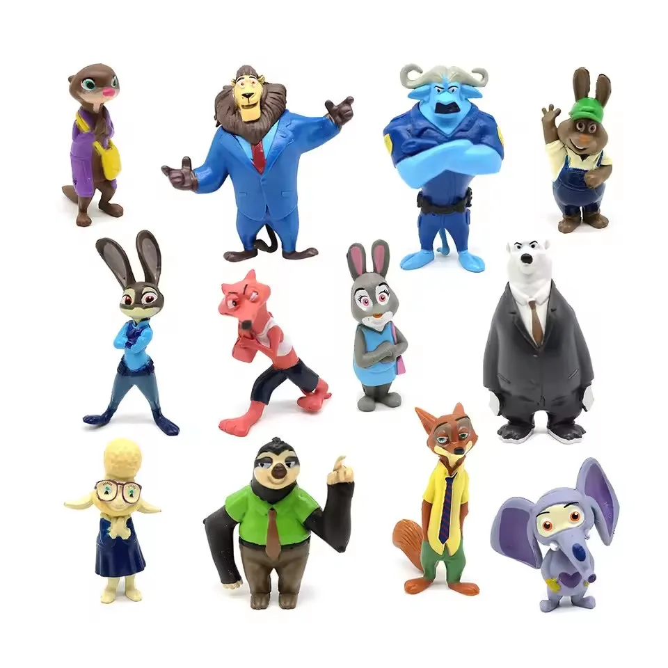 Nowy Niesamowity Zestaw 12 Figurek Zwierząt z Zootopii Królik Judy Hopps Lis Nick Wilde Figurki z Filmu Prezent dla Dzieci Kolekcja