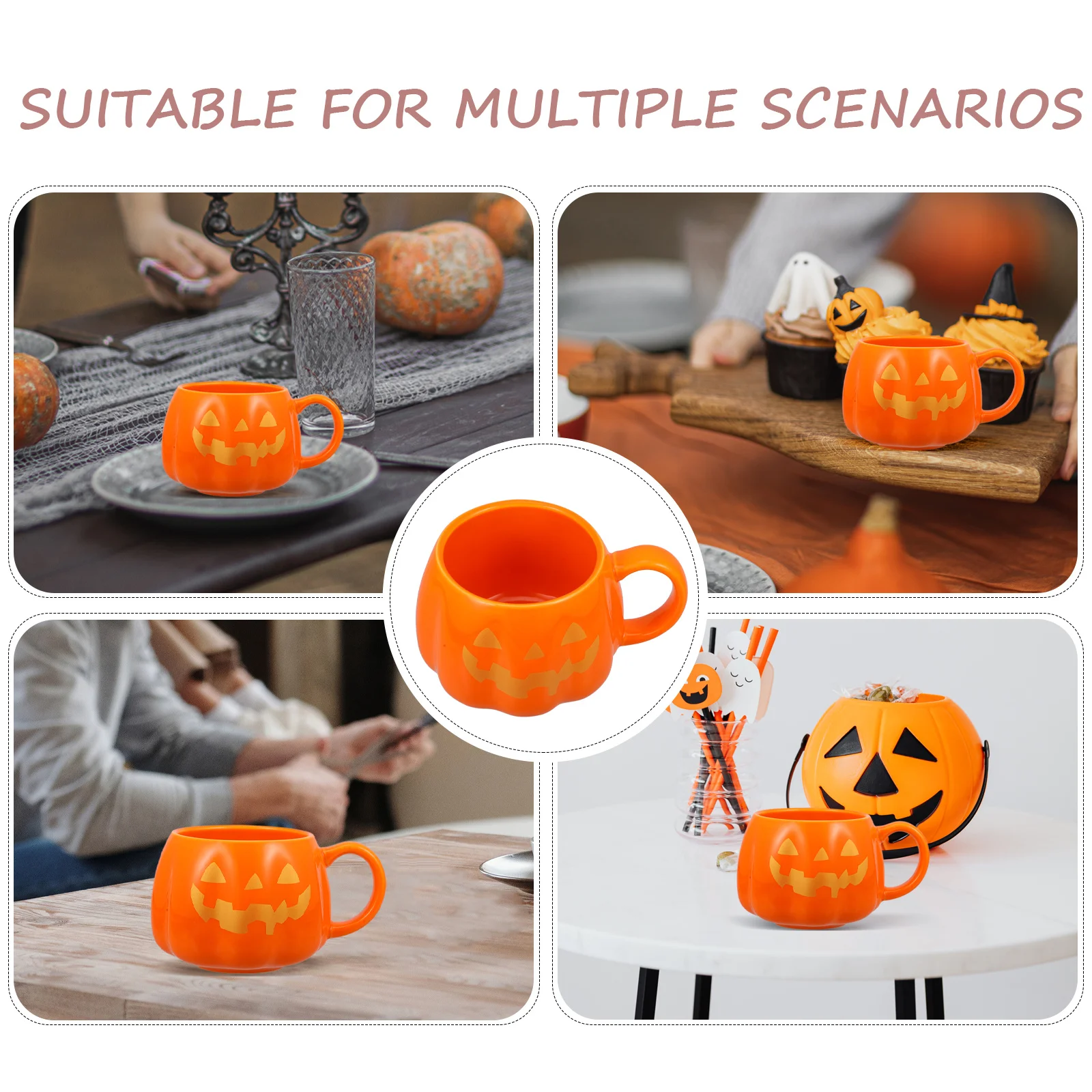 

Ceramic Pumpkin Mug Halloween Water Cup Smooth Round Edges No Burrs Comfortable Drinking Halloween Mug Pumpkin Shape Cup