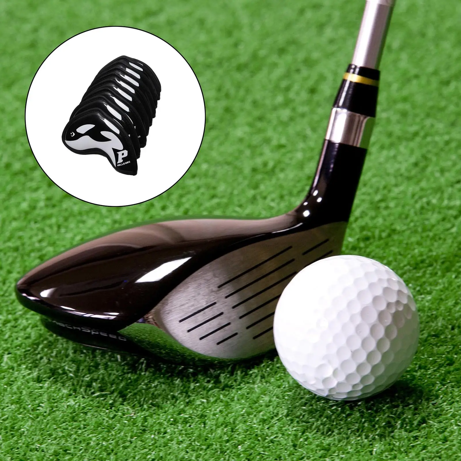 9 Pieces Durable PU Leather Golf Cover ,,,7,8,9,A,S,P Transport Scratchproof Club Headcover Accessories