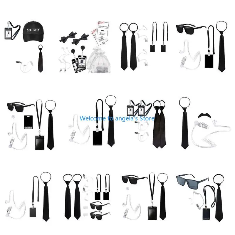 Phụ kiện trang phục đại lý bí mật x4yc với kính nghe và trang phục cosplay cổ cà vạt cổ