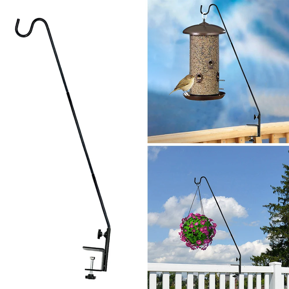 Extended Hook Wall Pole Wall Mounted Deck Hook Adjustable Wall Bracket for Hanging Bird Feeder Plants Wind Chimes Lanterns