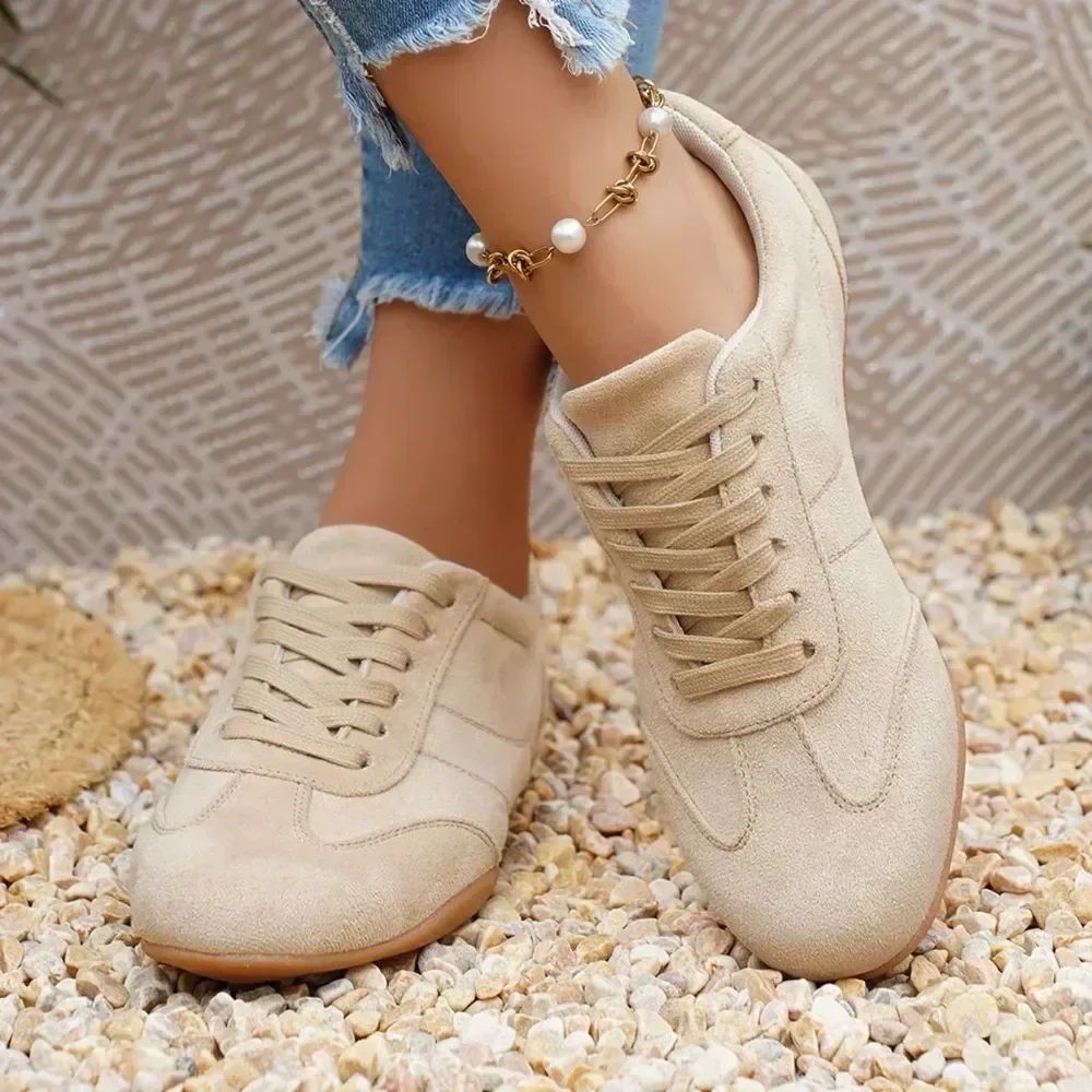 Damen Wildleder Schnürschuhe 2026 Neue Sneakers Runde Zehenkappe Weich Bequem Casual Damen Outdoor Fahr-/Wanderschuhe für Frauen – Detail 12