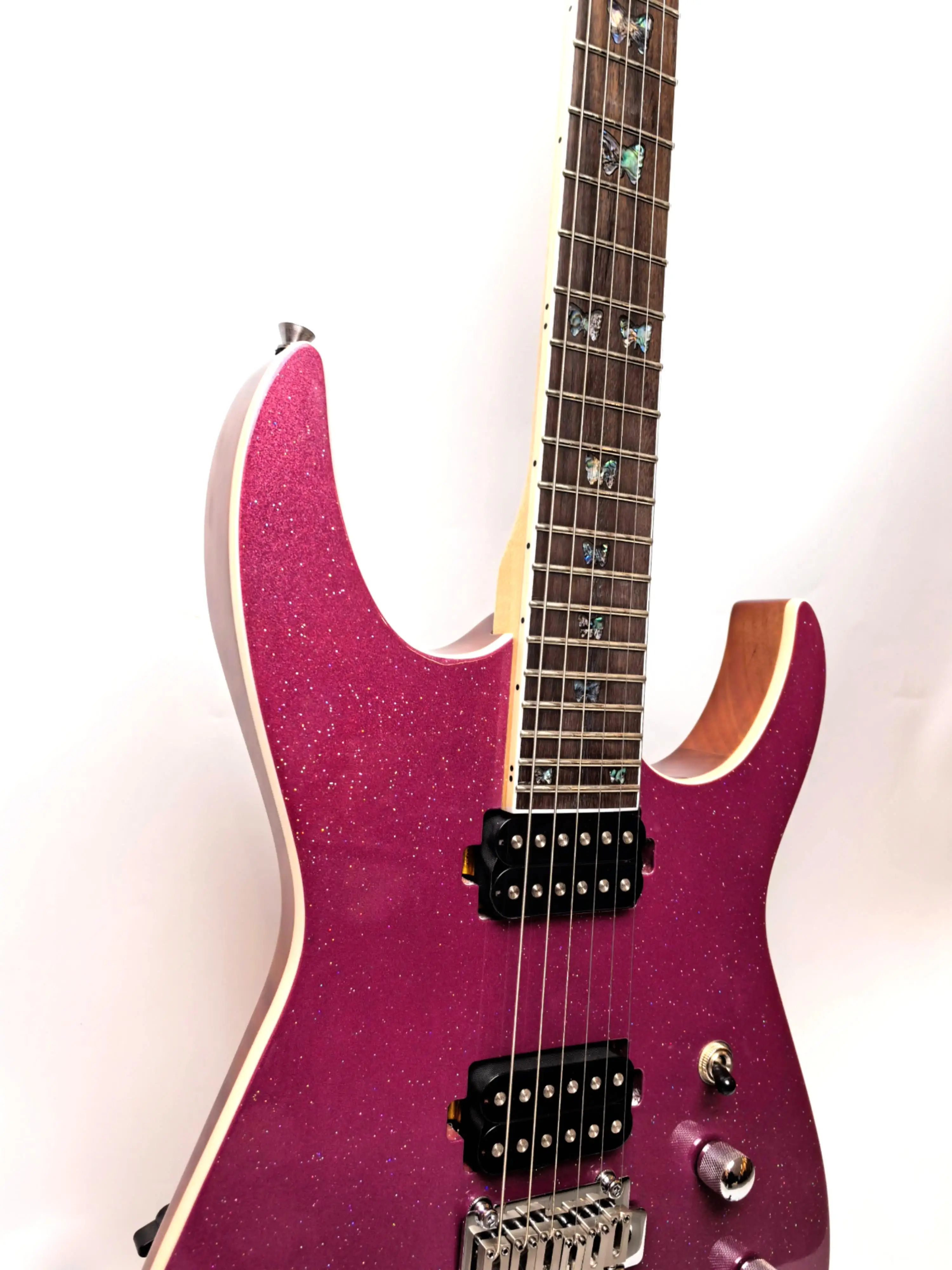 Customizable, in stock, large purple particles 24 cents electric guitar, Augustan body, plus maple head.