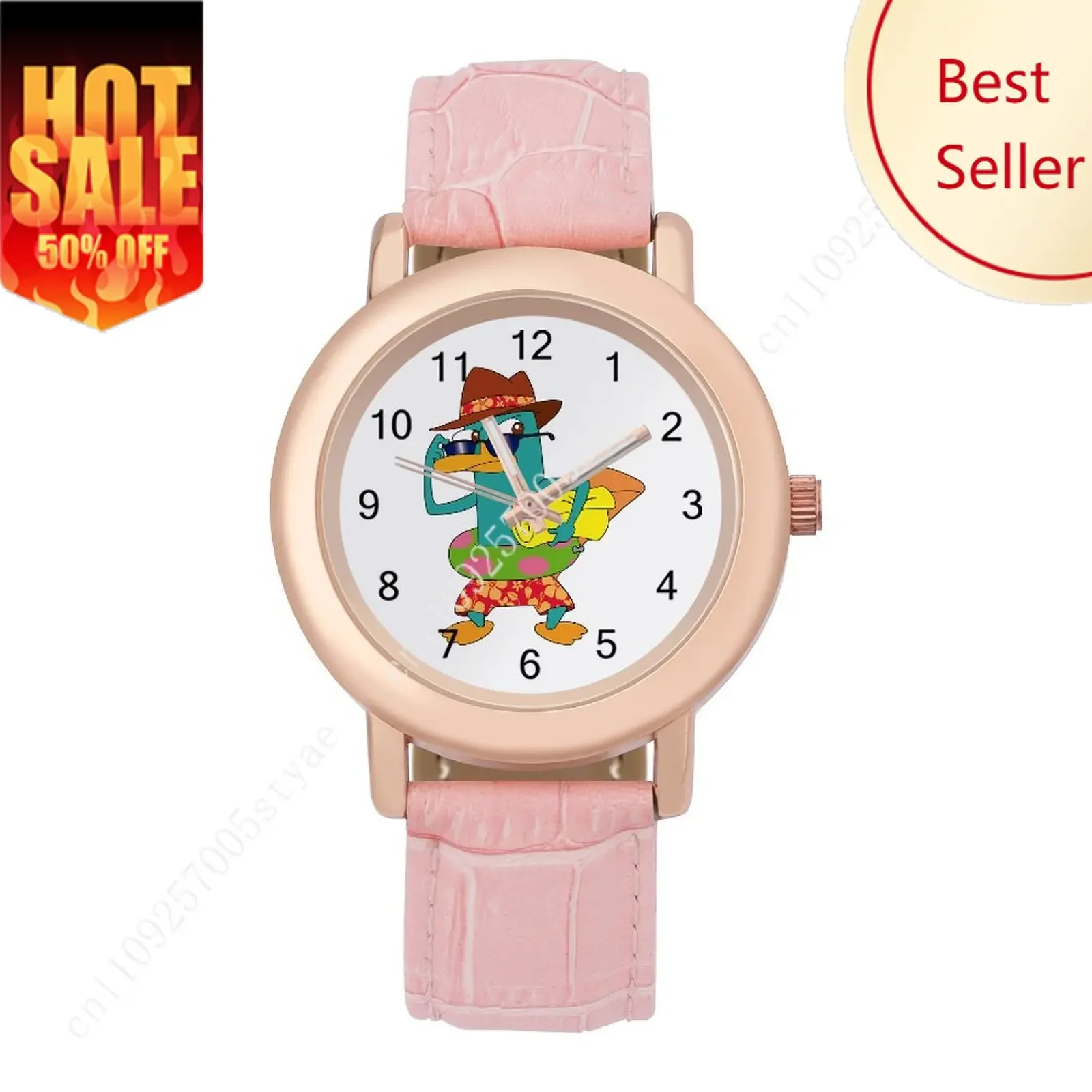 

Perry the Platypus Women Leather Strap Watch Disney Cartoon Custom Watch Personalized Your Design Holiday Birthday Anniversarie