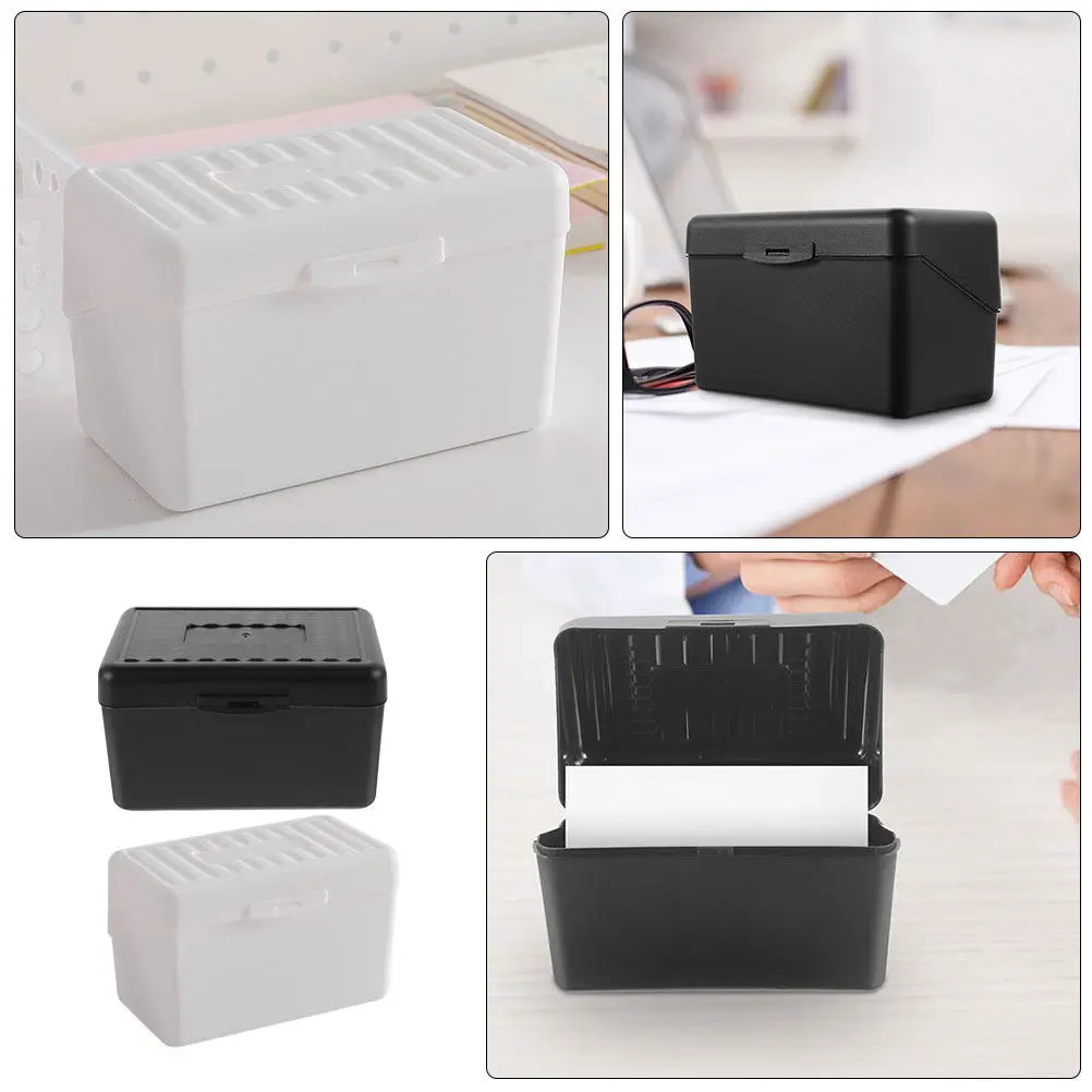 

2Pcs Business Card Storage Box Portable Office Desk Organizer Stable Large Capacity Card Holder Convenient Cards Storage Case