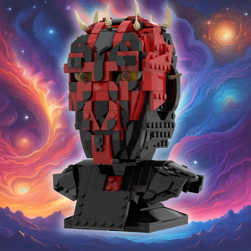 

MOC Helmet Series Maul Helmet Angry Face Demon Bust Assembly Building Block Model DIY Star Plan SpaceShip Kid Toy Christmas Gift