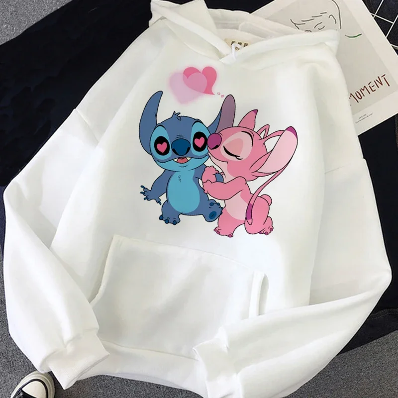 2024 Couples Lilo Stitch Spring and Autumn Sweater Long Sleeve Hooded Sweater Loose Casual Sweatshirts for Women Loose Hoody