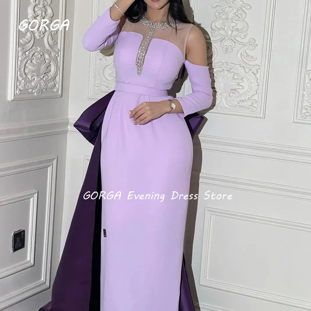 GORGA Purple High Quality O-Neck Beading Slim Mermaid 2024 Formal Ocassion Gown Floor-Length Evening Dresses فستان سهرة نسائي