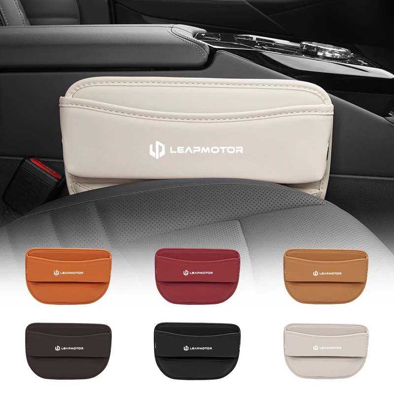 Leather Car Seat Seam Storage Box For Leapmotor T03 S01 C11 C01 C10 Leap Motor Vehicles Gap Phone Wallet Organiser Accessories