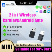 New 2-in-1 Wired to Wireless CarPlay Android Auto Adapter Mini AI Smart Box Plug and Play Car Intelligent System Accessories