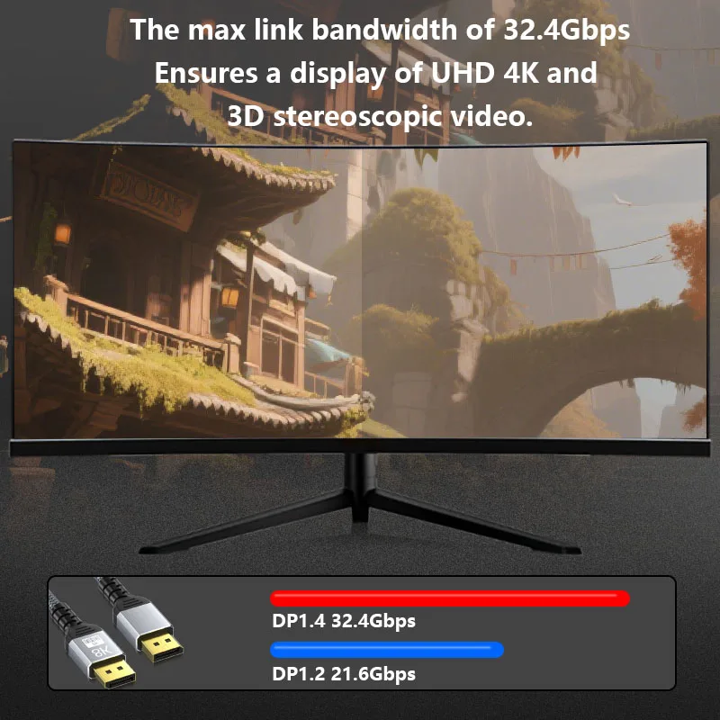 Displayport DP إلى DP كابل 8K 60 هرتز كابل صوت الفيديو 30AWG سلك منفذ عرض من النحاس النقي لشاشة عرض صندوق التلفزيون المحمول