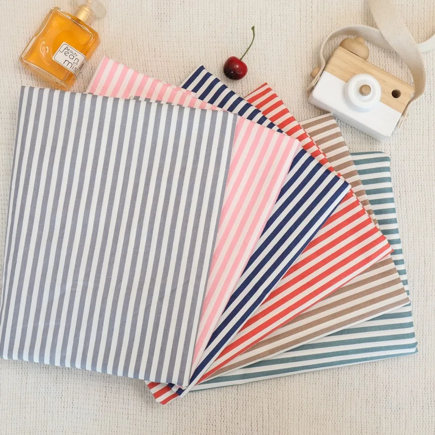 160x50cm 100% Cotton Twill Printed Fabric 5mm Vertical Stripes Home Handcraft Fabric Patchwork Cotton Clothing Apron Cloth