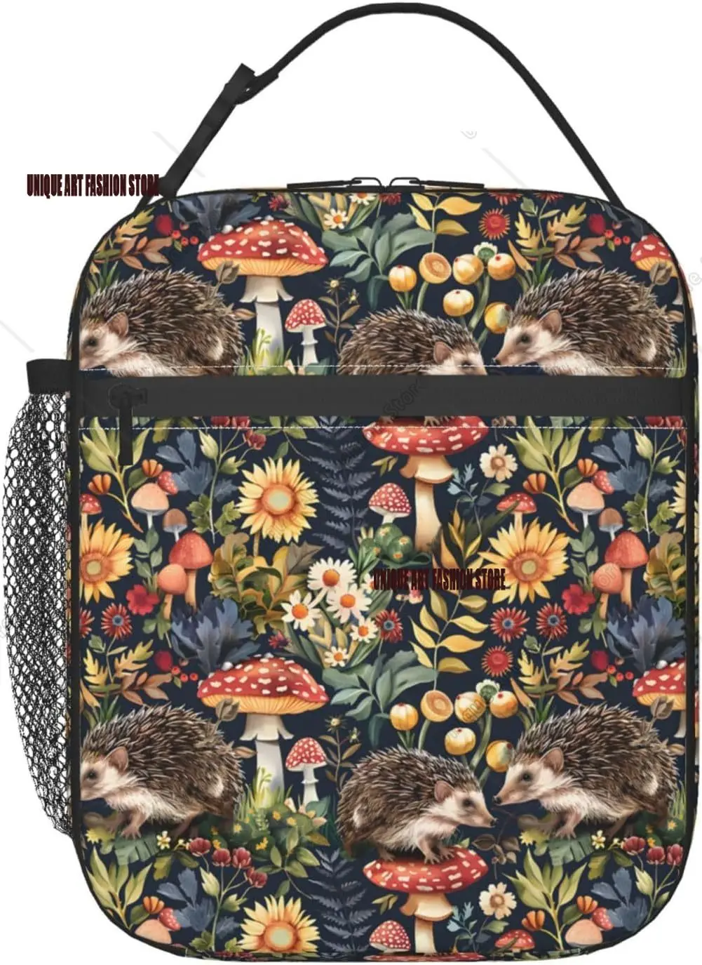 

Insulated Lunch Box Reusable Lunch Bag for School Office Work Picnic Travel Forest Hedgehog Mushroom Lunch Box
