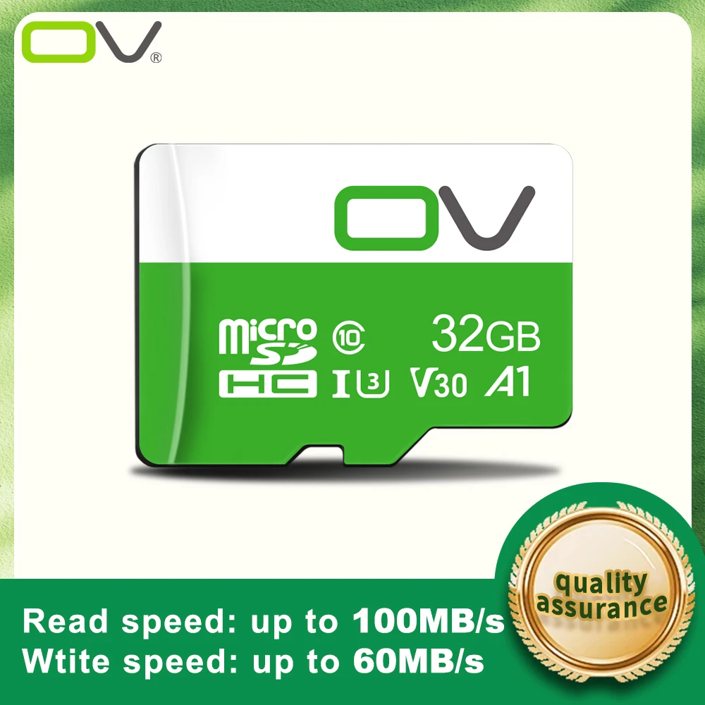 

Ov Memory Card/Tf Card/Micro Sd Memory Card - High Speed Class 10 U3, White and Green Color Matching, Capacity from 32Gb to 256Gb - Provide Reliability for Cameras, Smartphones, Driving Recorder, Tablets, Etc