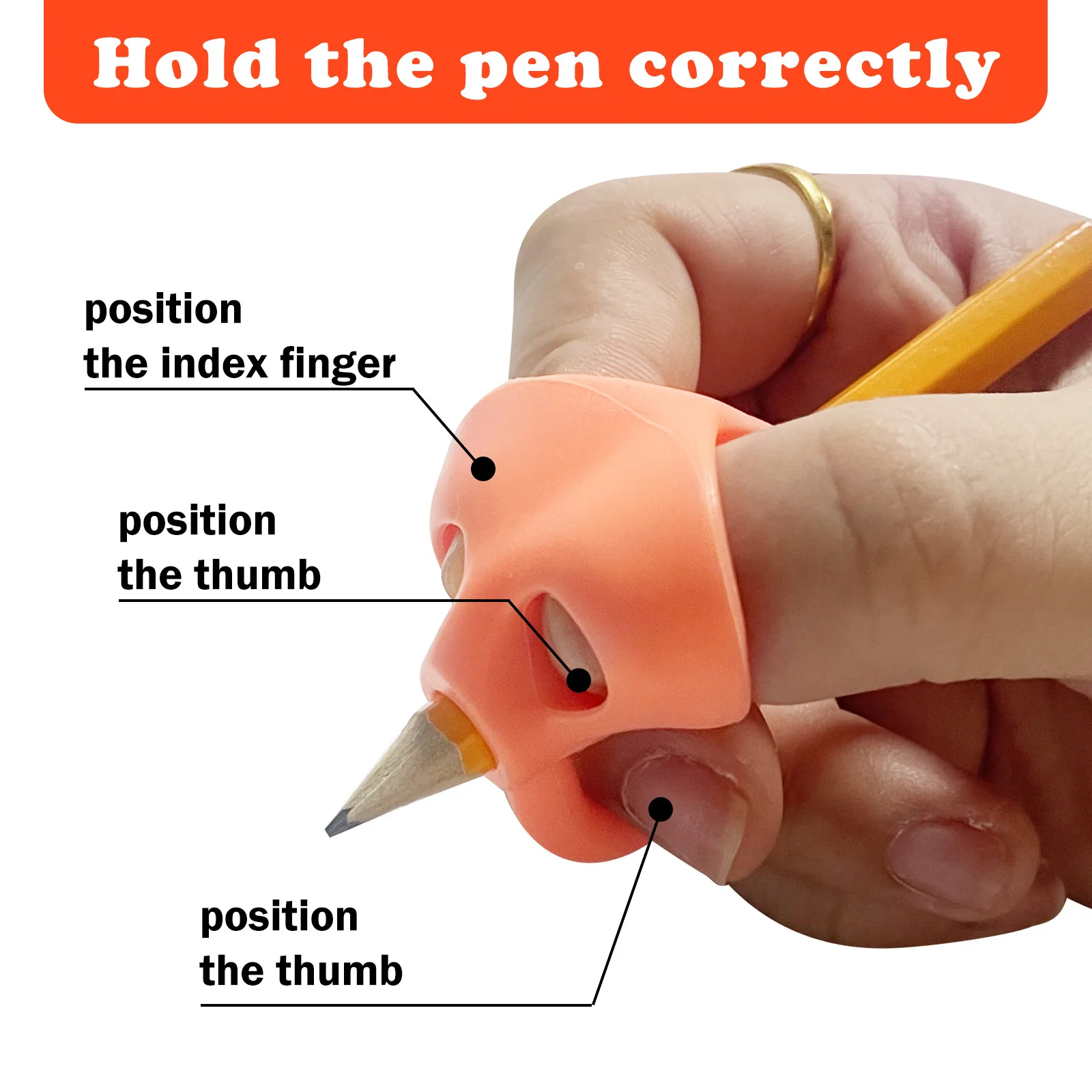 Small Backpack Pen Grip Corrector for Kids, Three-finger Silicone Pen Holder Pencil Grip