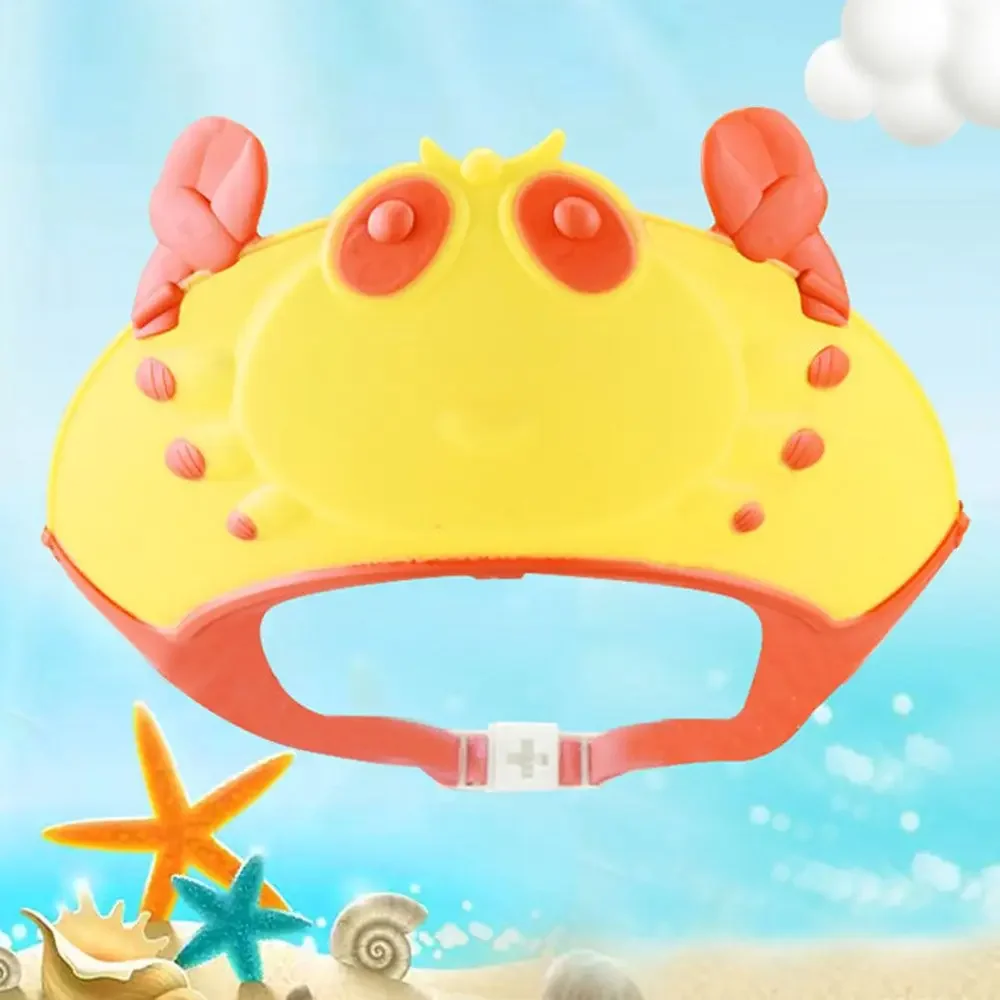 Adjustable Baby Shower Cap Cute Crab Shape Children Wash Hair Shield Shampoo Hat for Baby Bath Ear Protection Safe Head Cover