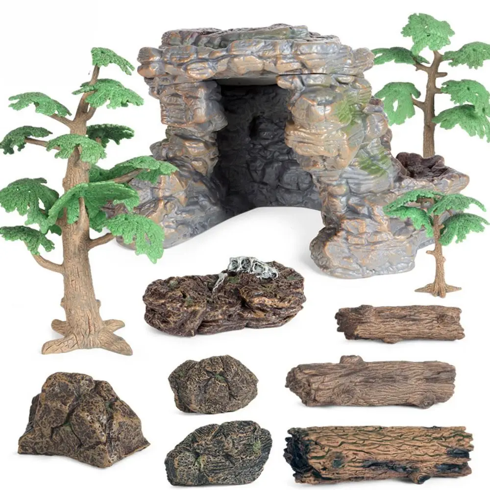 Brown Artificial Stump Scene Model Plastic Miniature Stone Sand Table Decoration Fairy Garden Stone Wood Stub Figurine