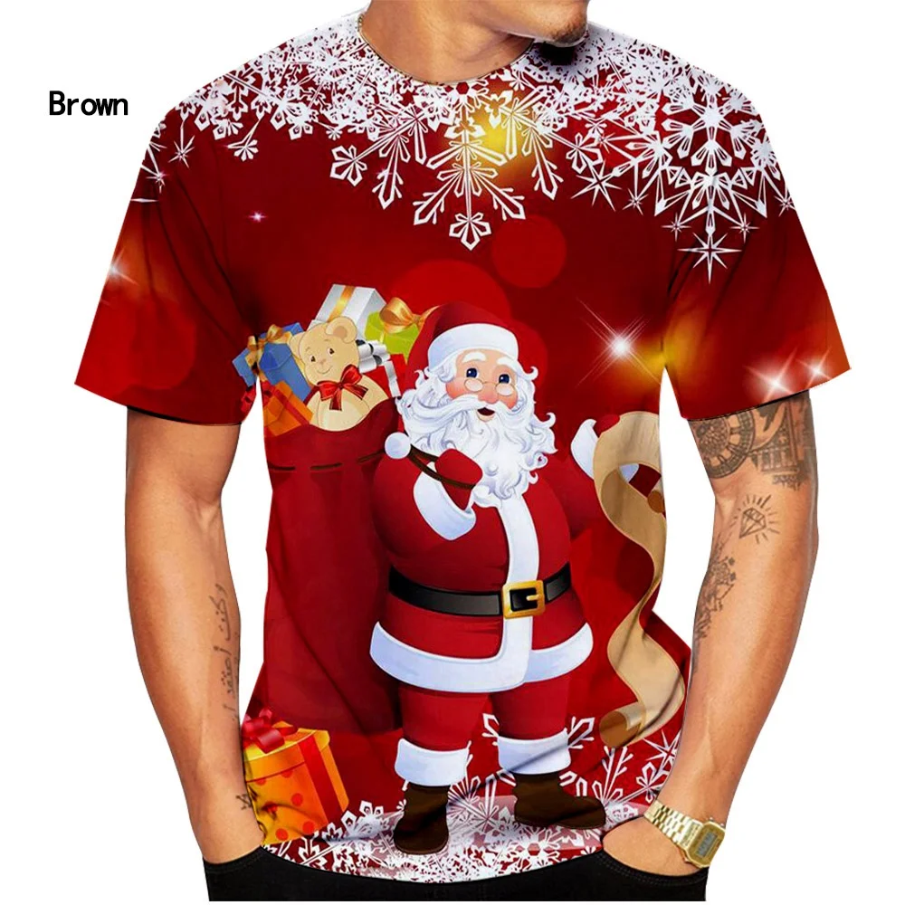 New Fashion Christmas 3d Printing T-shirt Men\'s and Women\'s Casual Short-sleeved T-shirt