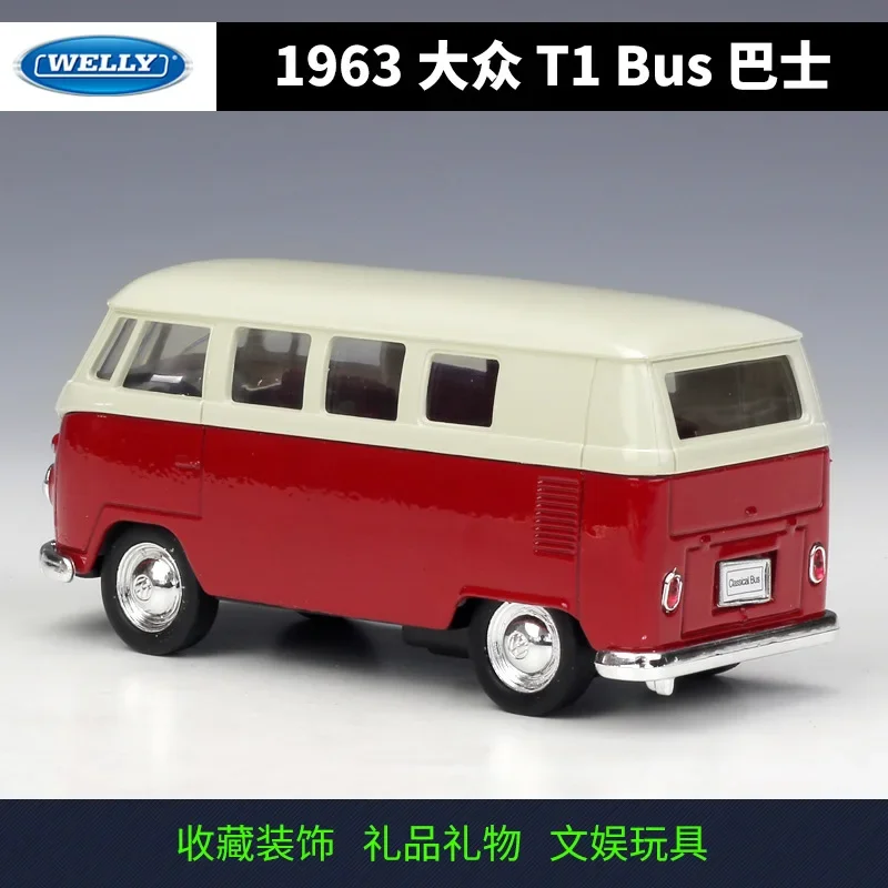 WELLY-coche de aleación de Metal fundido a presión para niños, modelo de coche Volkswagen T1 Bus 1:36 1963, colección de simulación, regalo BD25