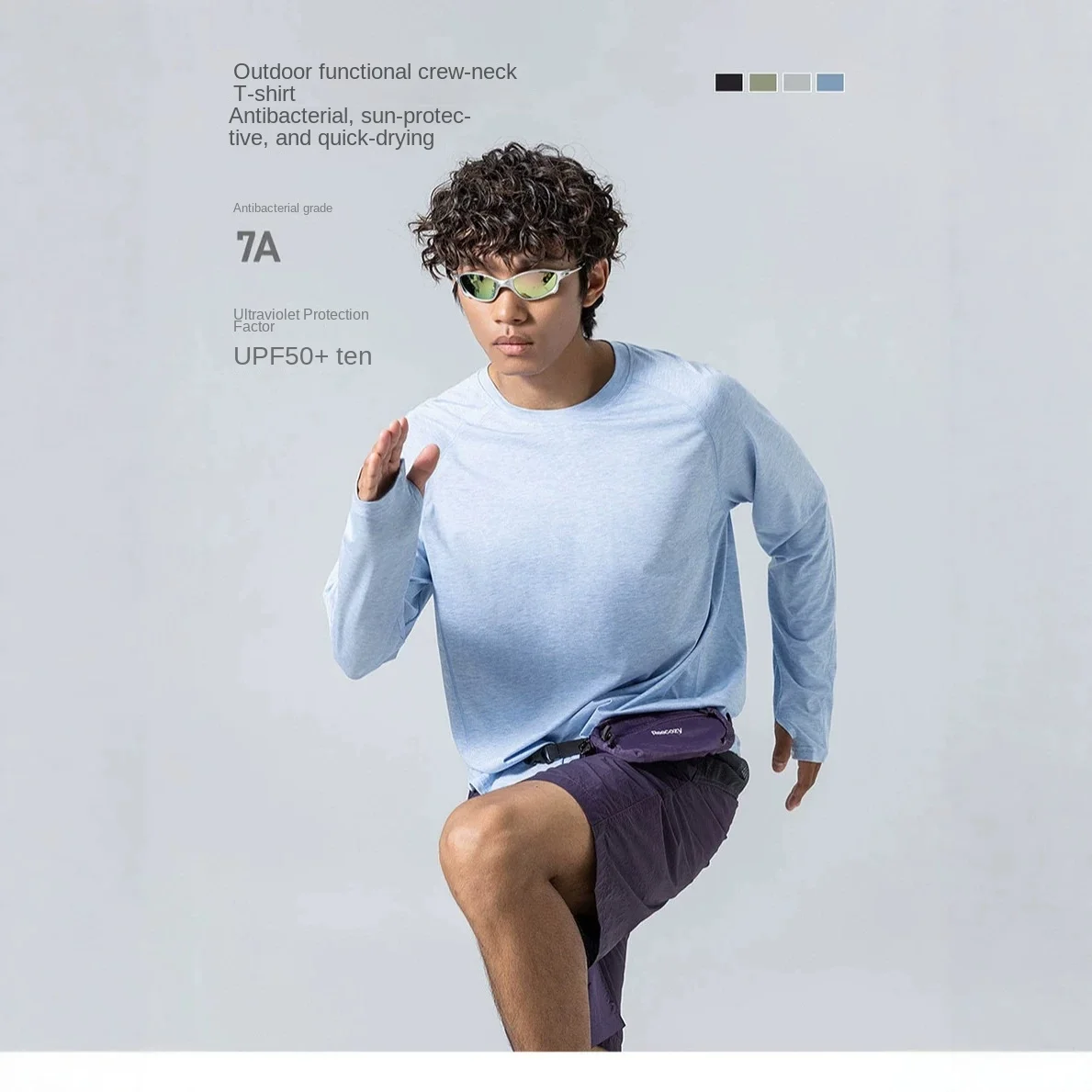 Men Outdoor 7A Antibacterial Moisture‑Wicking Quick‑Dry Long‑Sleeve T‑Shirt Autumn Versatile Running Base Layer Top