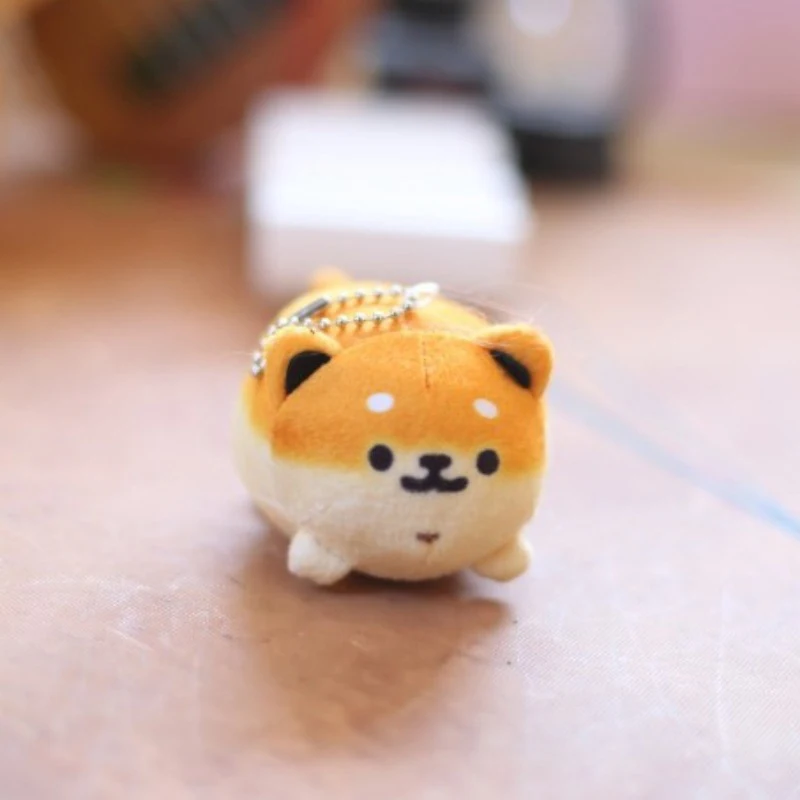 Shiba Inu Cute Bread Dog Key Chain Plush Bag Charms Cartoon Plush Doll Toy Car Key Keyrings Plush Animal Pendant Men