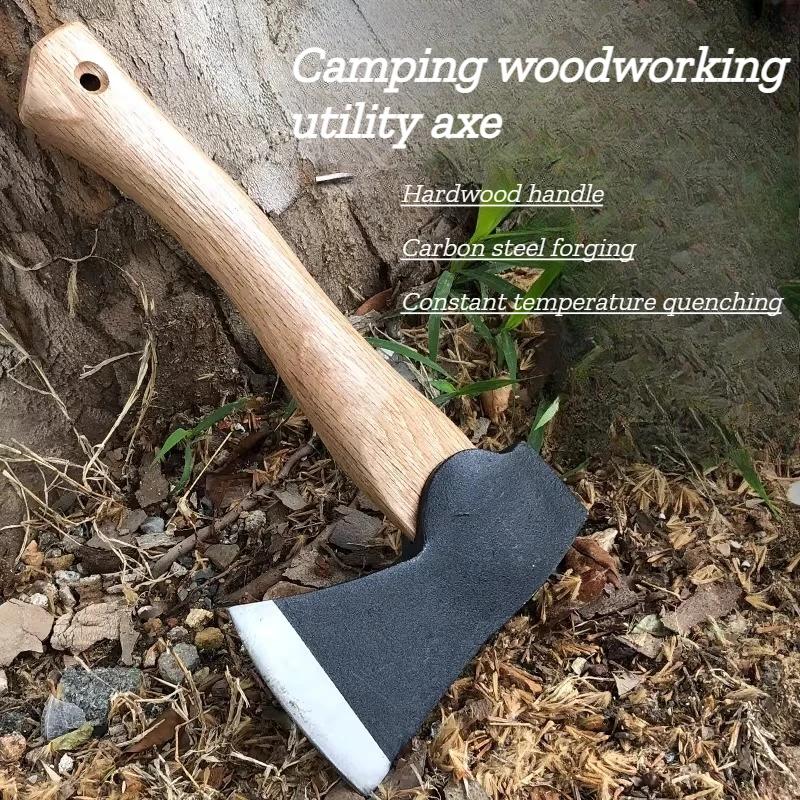 Carbon Steel Forged Outdoor Camping Axe Woodworking Fire Fighting Firewood Chopping Self-defense Multi-functional Portable Tool