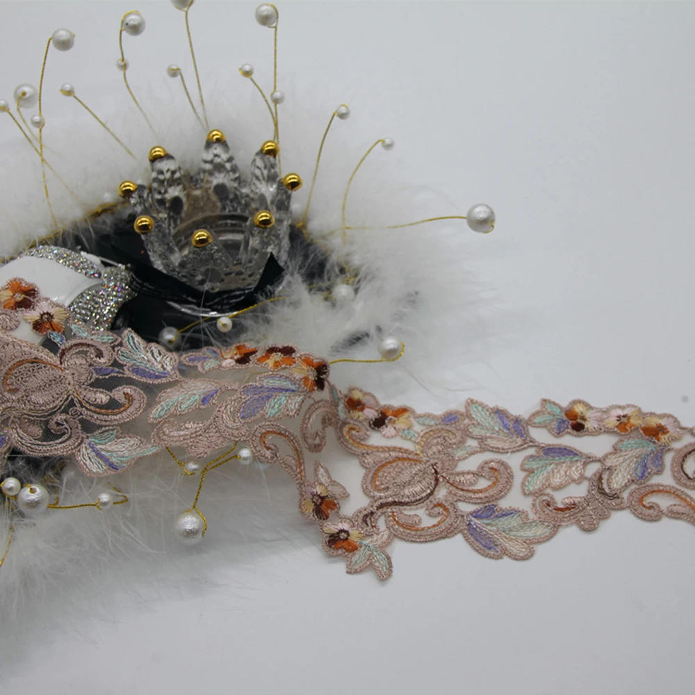 

1-ярдовая красочная 3D-вышитая водорастворимая кружевная отделка для швейных поделок