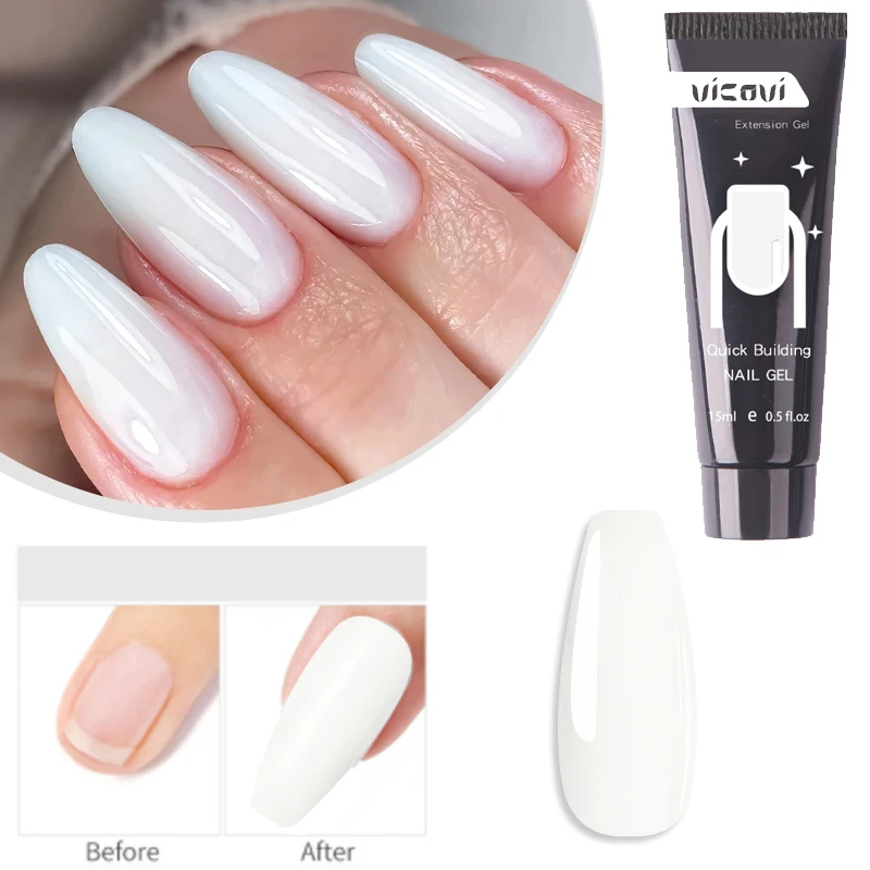 Minglee 15ml Nail Extension Gel Bright Pink Semi Permanent UV Hard Gel Nails Finger Prolong White Gel Nail Polish For manicure