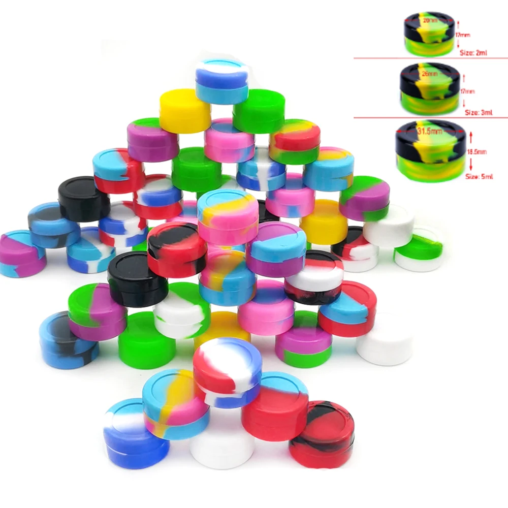 20Pcs Silicone Jar 2ml/3ml/5ml Face Cream Jars Nonstick Container Oil Storage Box Makeup Case Cosmetic Bottle Home Accessories