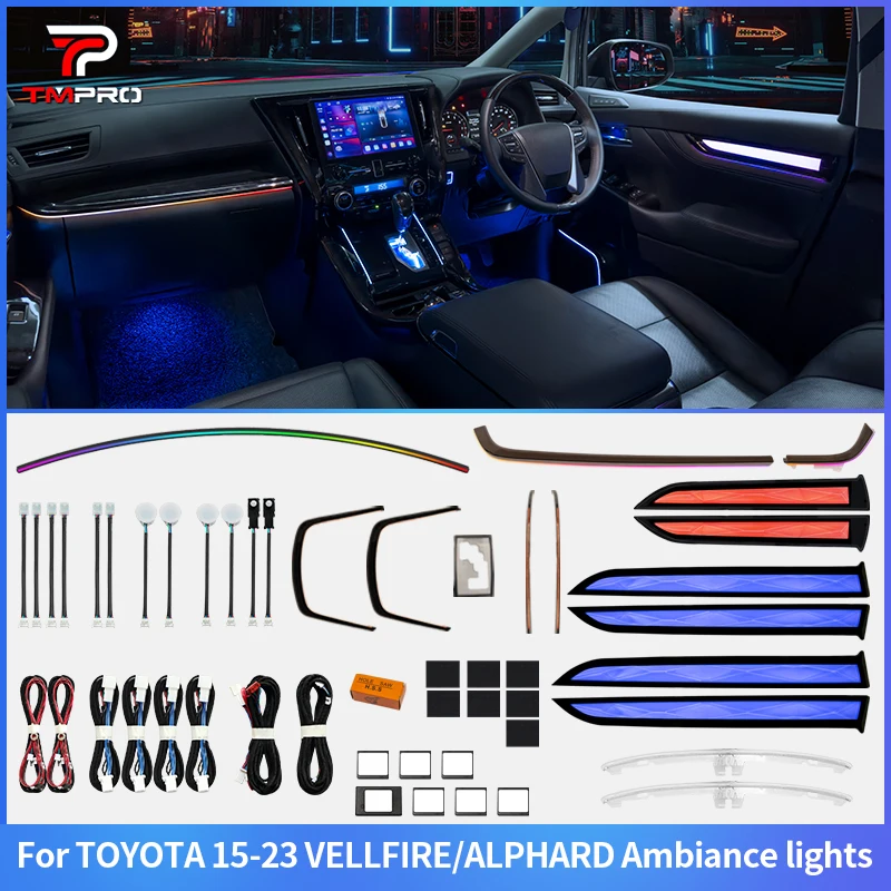 

TMPRO 64 Colors LED Ambient Lighting For Left or right-hand Toyota Alpha Vellfir 2015-2023 Automotive Interior Decoration