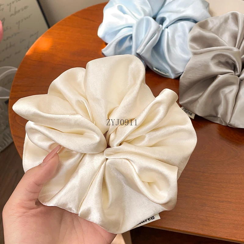 ยางรัดผมลําไส้ใหญ่ผ้าซาตินเคลือบเงา เชือกผมโอเวอร์ไซส์ ผมหางม้าต่ํา ยางรัดผม เชือกมัดผมเกาหลี