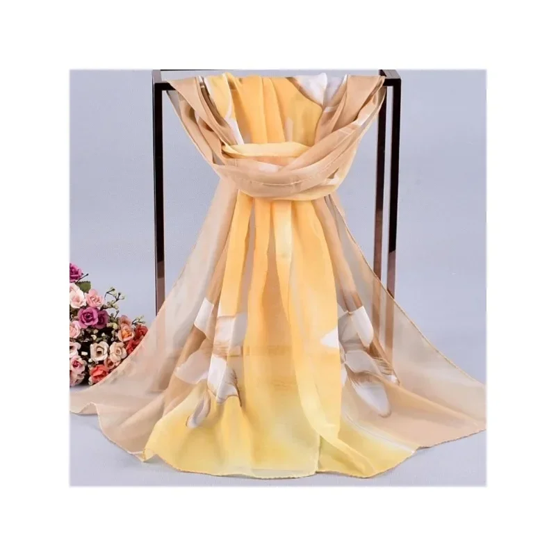 Printed Scarves and Gauze Have A Lightweight Transparent Soft and Elastic Texture The Appearance Is Light Elegant Breathable