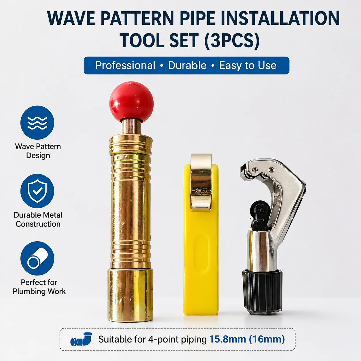 Stainless Steel Bellows Hand Push Flattener for Pipe Beading – 15.8 mm to 25.4 mm Diameter