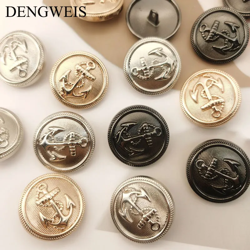 Round Gold Metal Buttons Designer style Alloy Women\'s Windbreaker Coats Decorative Designers DIY Sewing Buttons Wholesale 10pcs