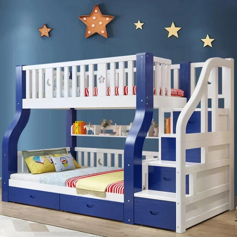 Children Bedroom Furniture Sets Modern Solid Wooden Bunk Bed for Kids