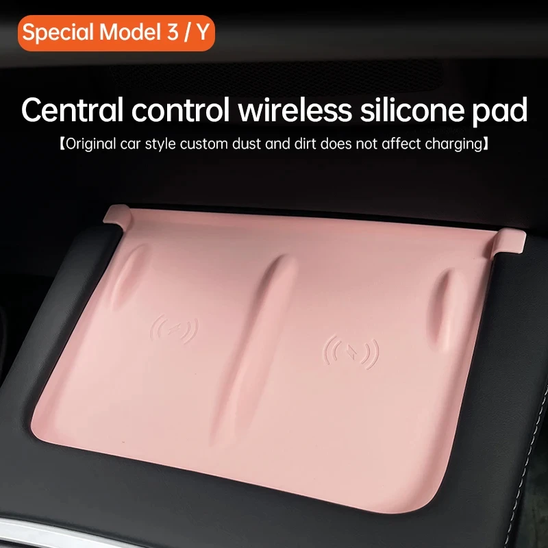 Sem fio de carregamento Silicone Pad para Tesla Modelo Y 3, controle central, antiderrapante, acessórios modificados, dispositivo mágico, 2023