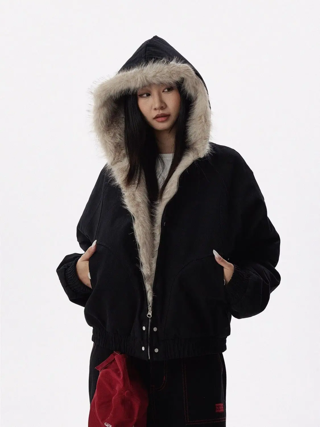 Zip Up Jacket Oversize Women Clothes Fox Fur Loose Coat Punk Tops Femme Graphic Jackets Vintage Sweatshirts Harajuku Y2k Tops