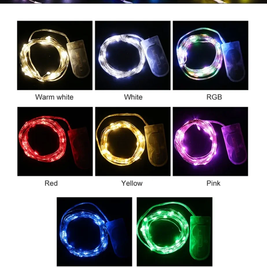 5m~1m LED Copper Wire Fairy Lights Battery Powered LED String Lights Party Wedding Indoor Christmas Decoration Garland Lights image 2