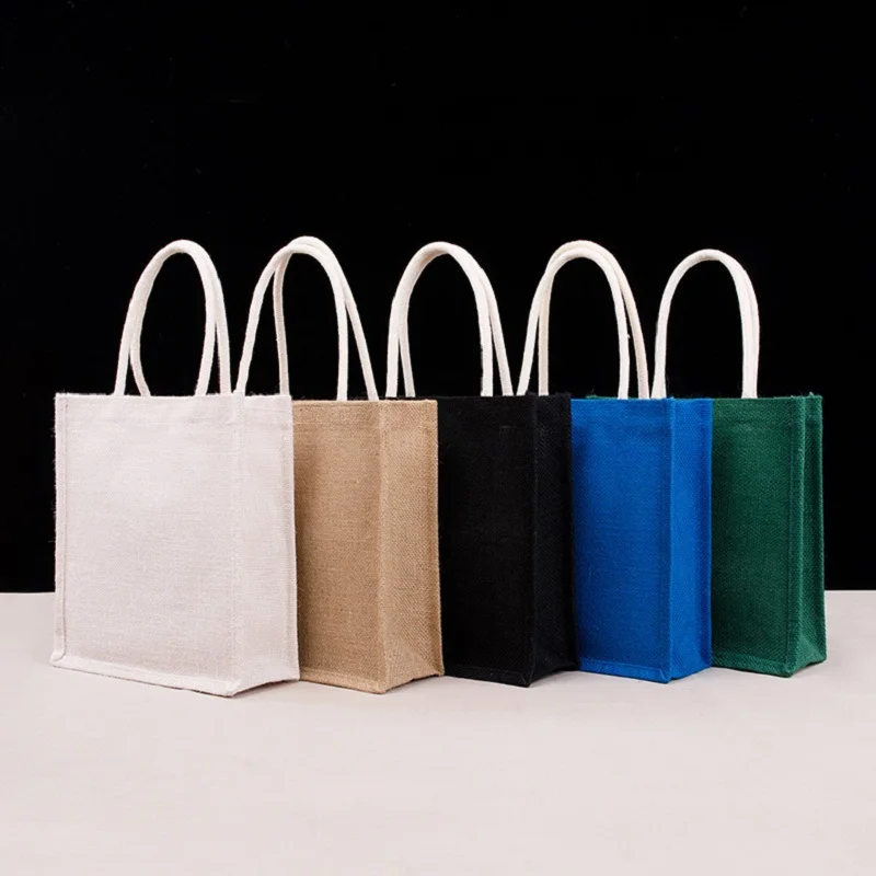 1Pcs/Lot New Fashion Jute Tote Bags Gunny Cloth Handbags With Large Capacity Eco-Friendly Burlap Storage Bags Can Be Customized