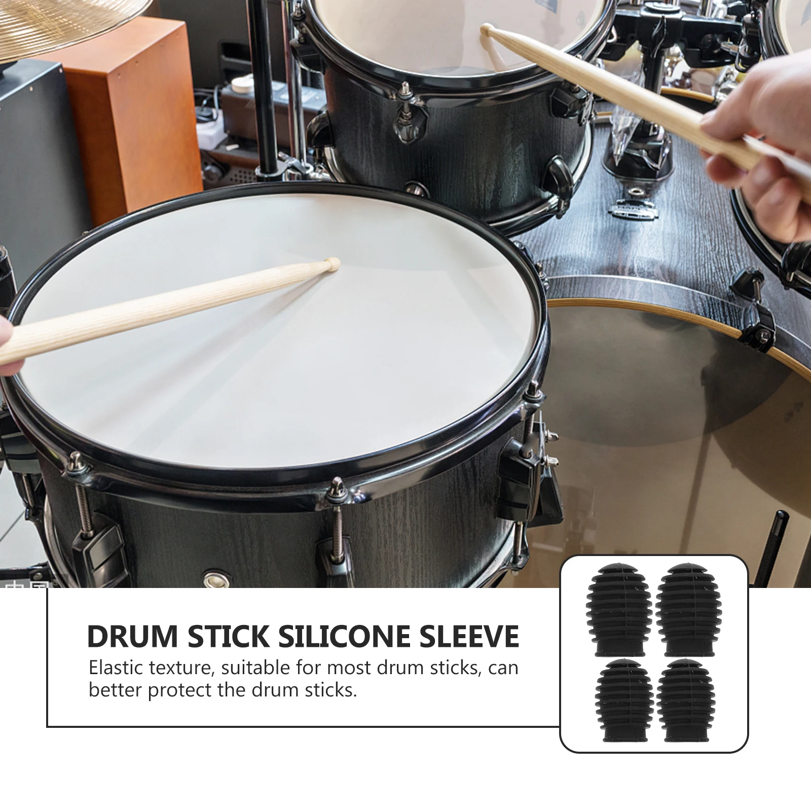 

1Set Silicone Drumstick Protectors Elastic Covers Mute Tips for Drum Practice Reduce Sound Drum Supplies Drumstick Caps