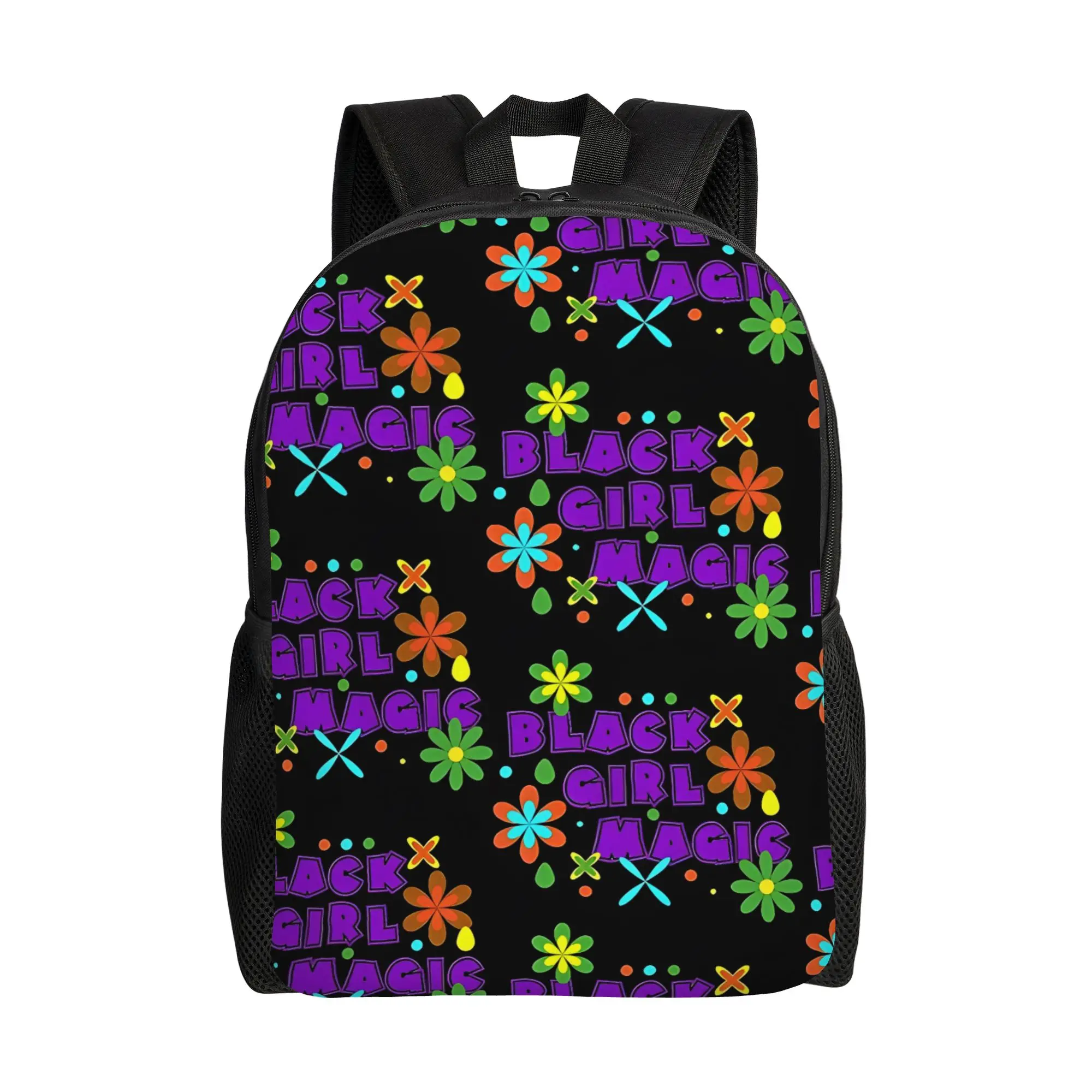 

bBlack Girl Floral Print bBlack Magic girl Schoolbag Office Workers Daily Large Capacity Laptop Bag Back To School Season