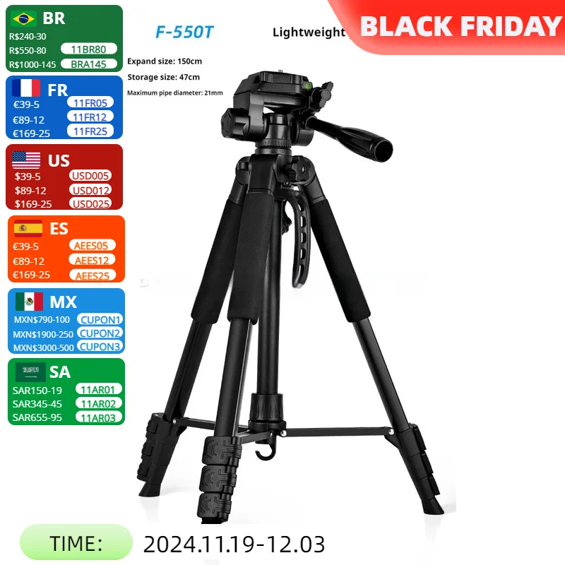 F550 Phone Holder Professional Tripod Phone Stand Multi-function Mobile Stand Holder Suitable for Travel Record Shooting