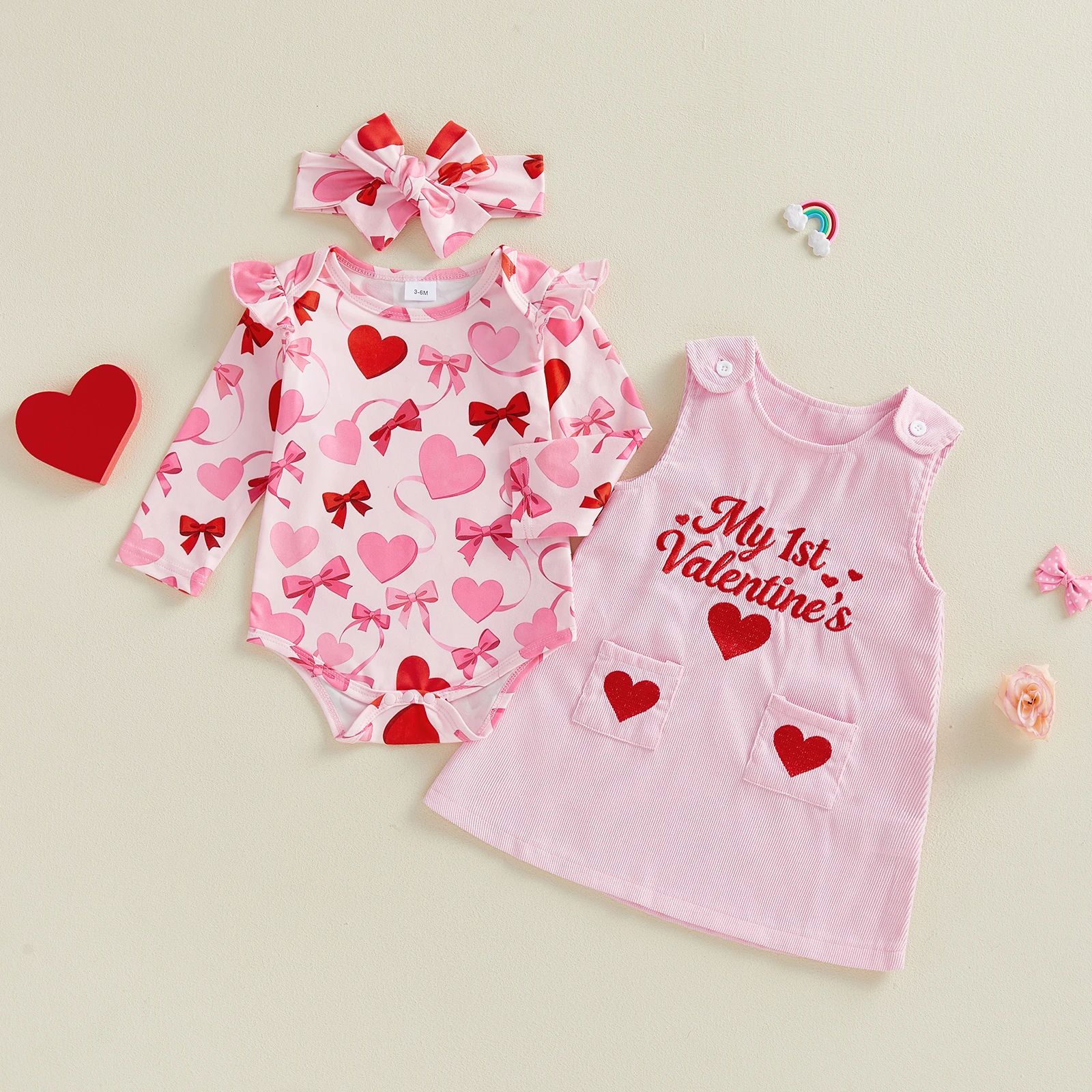 

2Pcs Baby Boy Valentine s Day Outfit Gentleman Bow Tie Romper and Suspender Pants Set with Matching Hat