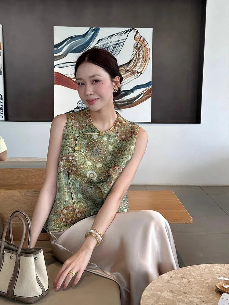 New Chinese Sle 2025 Summer Faion Set Women's High-End Feelings Personali National Trend Vest Top f Skirt Two-Piece Set